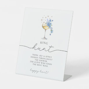 Dusty Blue Wildflower Pearls & Prosecco Ring Hunt Pedestal Sign