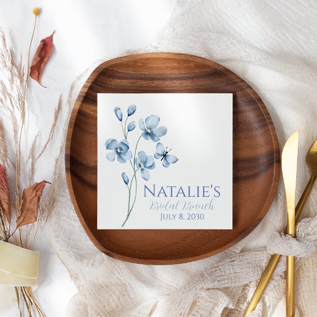 Dusty Blue Wildflower Personalised Bridal Shower Napkin (Creator Uploaded)