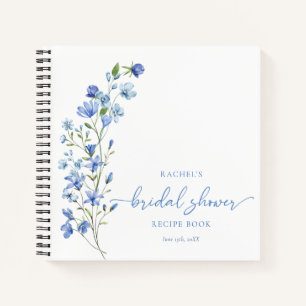 Dusty Blue Wildflower Personalised Recipe Notebook