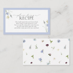 Dusty Blue Wildflower Please Bring A Recipe Enclosure Card