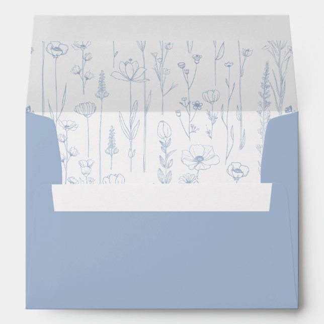 Dusty Blue Wildflower Printed Envelope Interior (Back (Bottom))