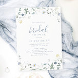 Dusty Blue Wildflower Rustic Boho Bridal Shower  Invitation<br><div class="desc">Elegant delicate watercolor wildflower design. Pastel palettes of soft yellow,  off white,  sage green,  dusty blue,  and botanical greenery,  simple and romantic. Great floral bridal shower invitations for modern rustic party,  boho country garden party in spring and summer. 
See all the matching pieces in collection.</div>