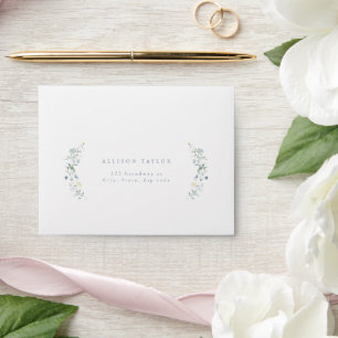 Dusty Blue Wildflower Rustic Boho Wedding RSVP Envelope