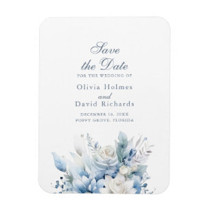Dusty Blue Wildflower Save the Date Magnet