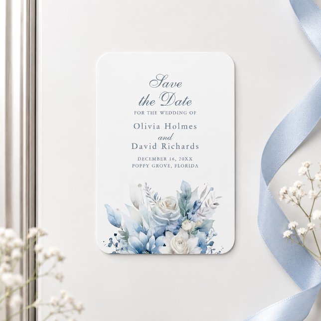 Dusty Blue Wildflower Save the Date Magnet (Dusty Blue Wildflower Save the Date Magnet)
