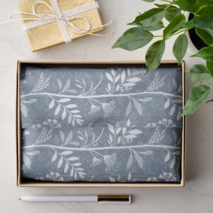 Dusty Blue Wildflower Silhouette Garden Tissue Paper