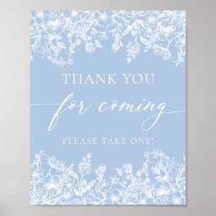 Dusty Blue Wildflower Thank You For Coming Sign
