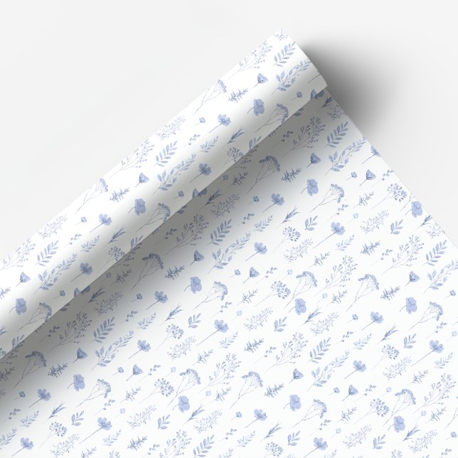 Dusty blue wildflower tiny flower wrapping paper (Creator Uploaded)