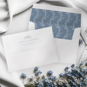 Dusty Blue Wildflower Wedding Envelope