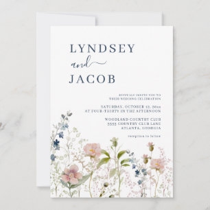 Dusty Blue Wildflower Wedding Invitation