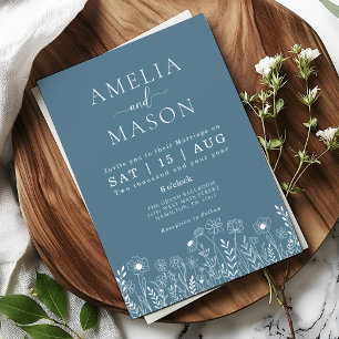 Dusty Blue Wildflower Wedding Invitation