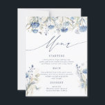 Dusty Blue Wildflower Wedding Menu Card<br><div class="desc">Our "Dusty Blue Wildflower" collection features watercolor dusty blue wildflower florals with light brown accents paired with a combination of elegant script and classical typography. This collection can be used for many occasions such as wedding, baby and bridal shower, and business stationery. Check our store for more matching items from...</div>