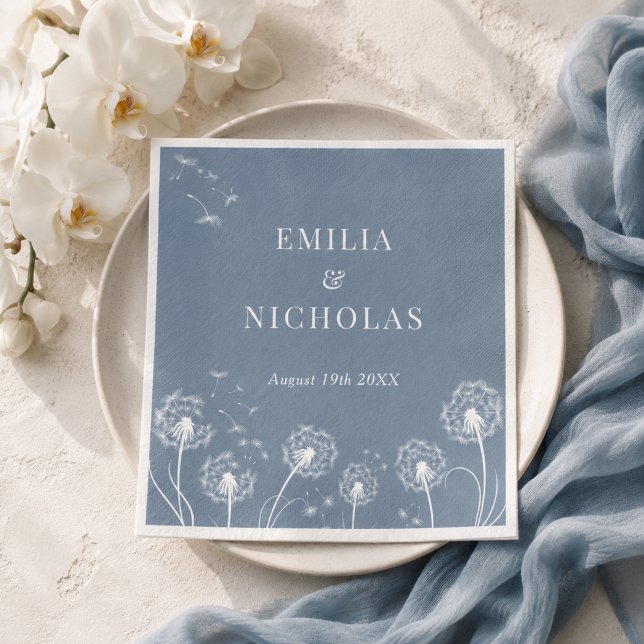 Dusty Blue Wildflower Wedding  Napkin (Creator Uploaded)