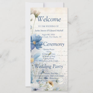 Dusty Blue Wildflower Wedding Program