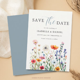 Dusty Blue Wildflower Wedding Save The Date