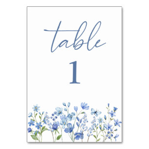 Dusty Blue Wildflower Wedding Table Number