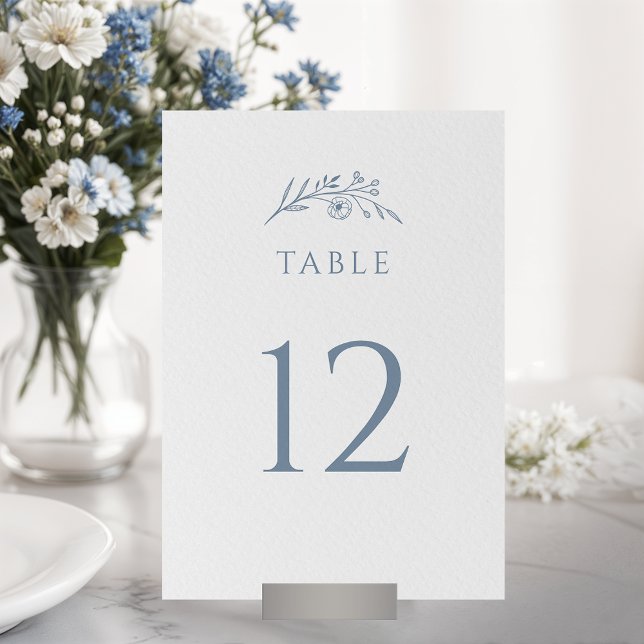 Dusty Blue Wildflower Wedding  Table Number (Creator Uploaded)