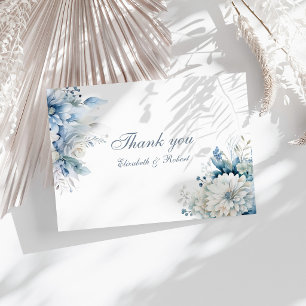 Dusty Blue Wildflower Wedding Thank You Card