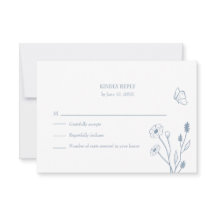 Dusty Blue Wildflowers and Butterfiles RSVP Card