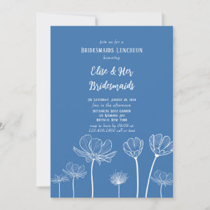 Dusty Blue Wildflowers Bridesmaids Luncheon Invitation