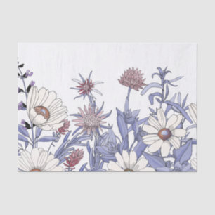 Dusty Blue Wildflowers Decoupage Napkins Tissue Paper