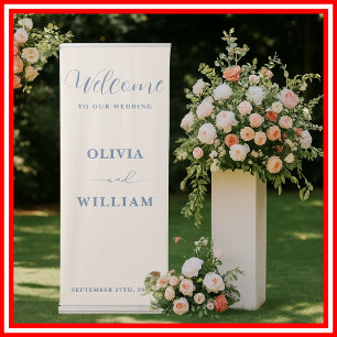 Dusty Blue Wildflowers Wedding Welcome Sign