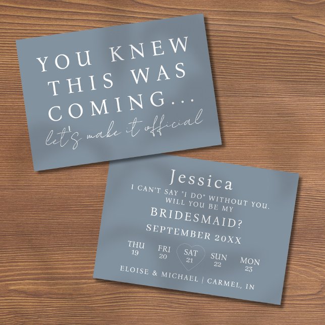 Dusty Blue Will You Be My Bridesmaid Proposal Card (Pop the question to your bridal party with this Will You Be My Bridesmaid Proposal Card! )