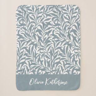 Dusty Blue Willow Bough Monogrammed Sherpa Blanket