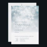 Dusty Blue Winter Snow Modern Wedding Invitation<br><div class="desc">This design features a soft bokeh blue sky highlighting a snowfall on a bed on white. This design is part of the Blue Winter Snow Modern Wedding Suite Collection.</div>