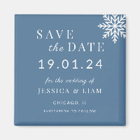 Dusty Blue Winter Wedding Save the Date