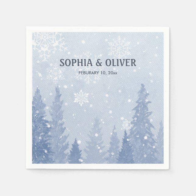 Dusty Blue Winter Wonderland Napkin (Front)