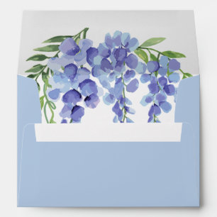 Dusty Blue Wisteria Floral Greenery  Envelope