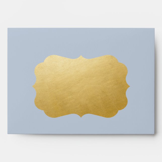 Dusty Blue with Gold Bracket Address Area Envelope (Front)