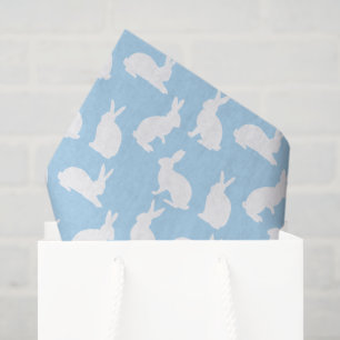 Dusty Blue With White Bunny Pattern Cute Easter Tissue Paper
