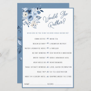 Dusty Blue Would She Rather Bridal Shower Game