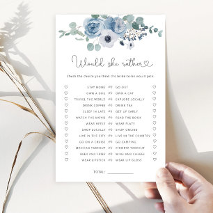 Dusty blue Would she rather bridal shower game