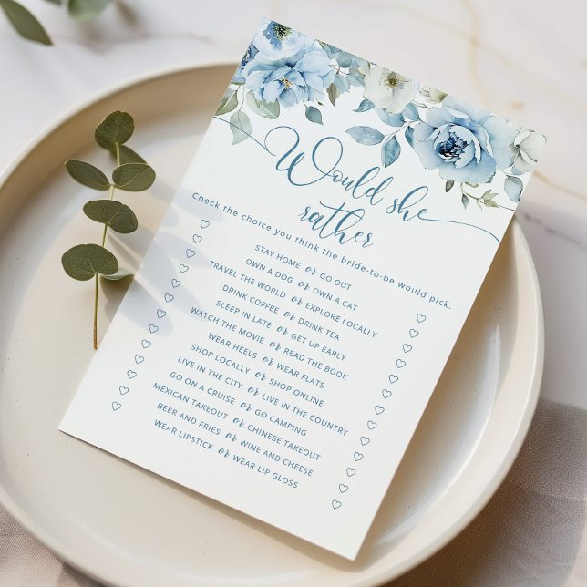 Dusty blue Would she rather bridal shower game (Creator Uploaded)