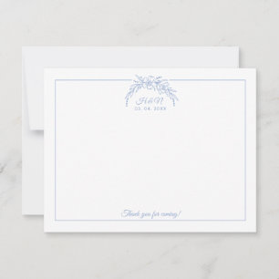 Dusty Blue Wreath Couple Initial Border Stationery Card