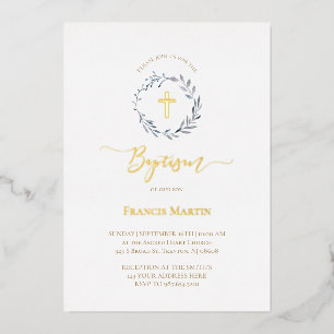 dusty blue wreath greenery Baptism