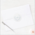Dusty Blue Wreath Monogram Elegant Wedding Classic Round Sticker<br><div class="desc">Elegant wedding stickers featuring a clean and timeless design with your monogram inside of a wreath crest.  These stickers are great as envelope seals or for wedding favours.</div>