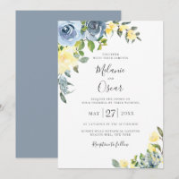 Dusty Blue & Yellow Botanical Floral Wedding