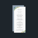 Dusty Blue Yellow Botanical  Menu<br><div class="desc">Dusty blue,  yellow botanical floral and watercolor greenery. Modern and chic typography template with multiple lines for your custom menu items. Backing colour shown in dusty blue can be customised.</div>