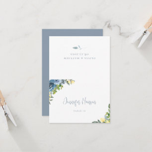 Dusty Blue Yellow Botanical Wedding Place Card