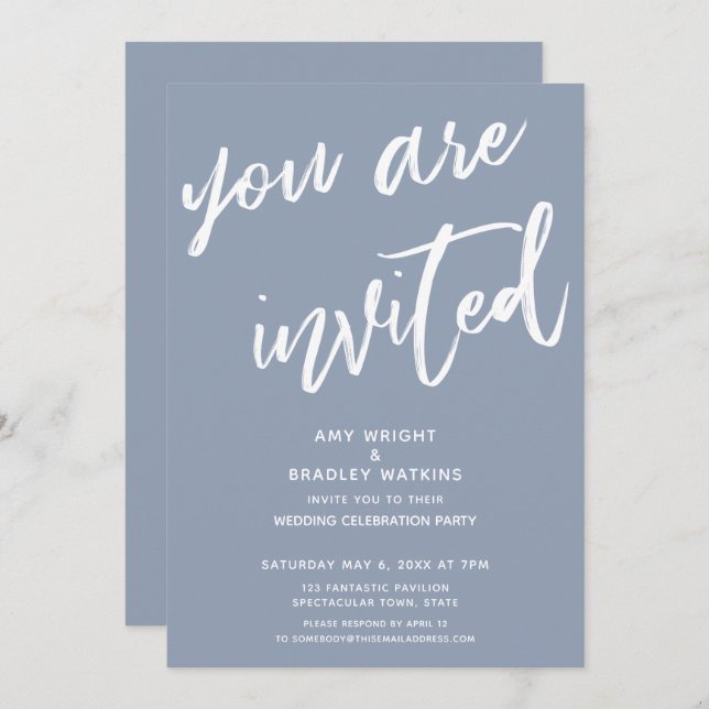 Dusty Blue You Are Invited Wedding Reception Invitation (Front/Back)