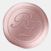 Dusty Blush Double Monogram Faux Wax Seal Stickers