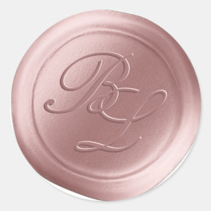Dusty Blush Double Monogram Faux Wax Seal Stickers