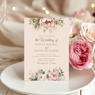 Dusty Blush Floral Wedding Invitation