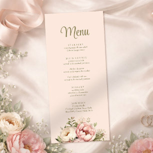 Dusty Blush Floral Wedding Menu