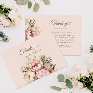 Dusty Blush Floral Wedding Thank You Card
