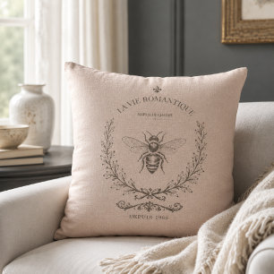 Dusty Blush Honey Bee Vintage French Country Cushion
